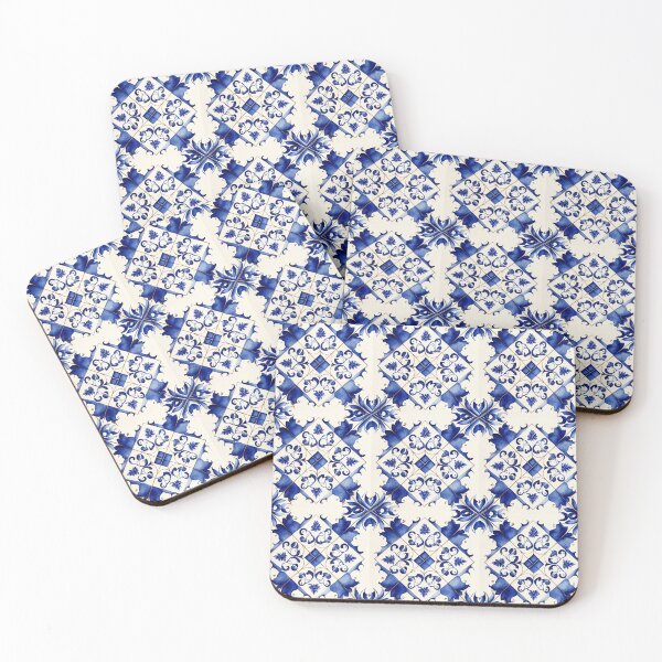 Item preview, azulejos pattern in blue porcelain tone designed and sold by ahawonderland.