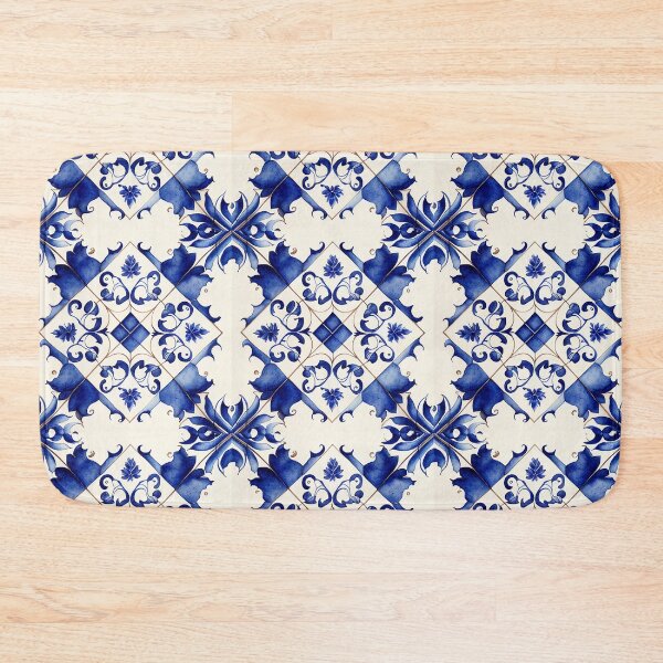 Item preview, azulejos pattern in blue porcelain tone designed and sold by ahawonderland.