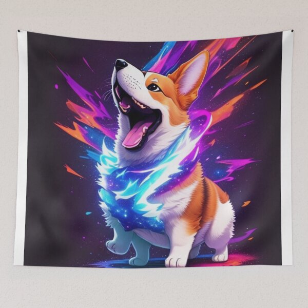 Item preview, Roaring Cartoon Corgi in a Nebulous Galaxy - Fortnite Style Art designed and sold by Akira Miyamoto.