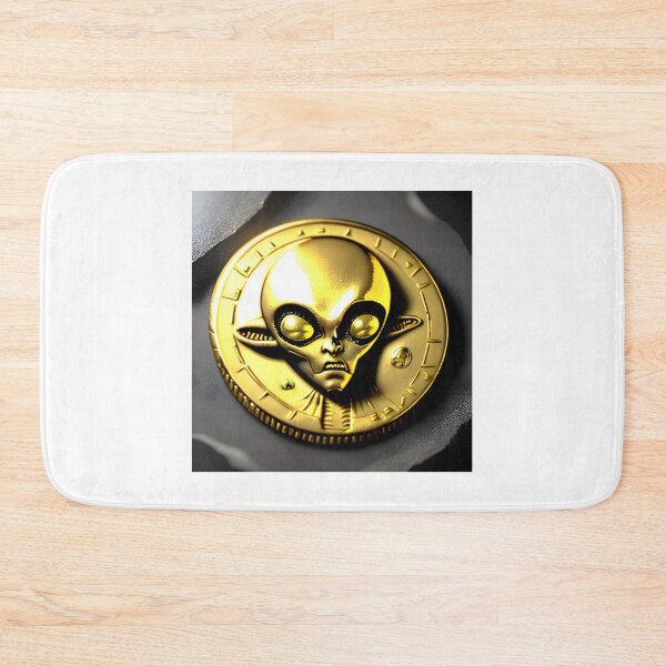 Item preview, an-alien-coin-from-year-3010-with-an-alien-on-it-made-of-gold-very-old-663075112 (5) designed and sold by tileartwork.