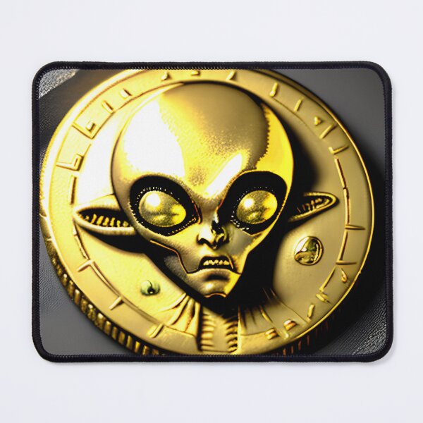 Item preview, an-alien-coin-from-year-3010-with-an-alien-on-it-made-of-gold-very-old-663075112 (5) designed and sold by tileartwork.