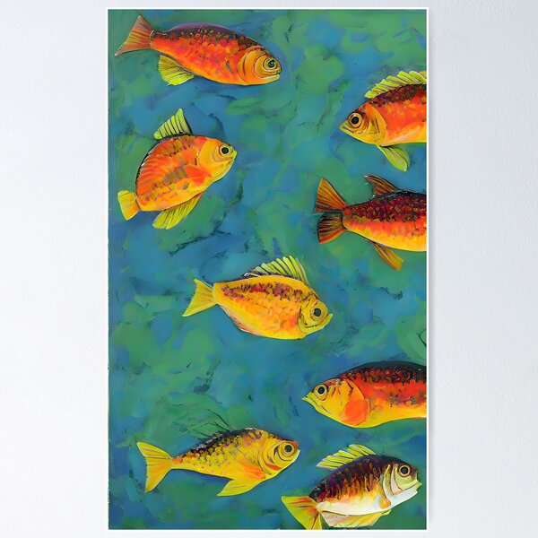 Item preview, Mediterranean bright swimming fish painting  designed and sold by cali99.
