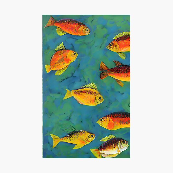 Item preview, Cuadro mediterráneo de peces nadadores brillantes designed and sold by cali99.
