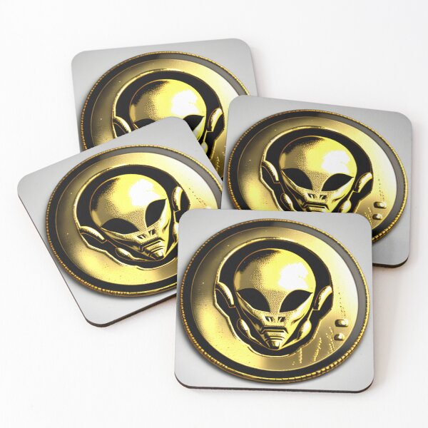 Item preview, an-alien-coin-from-year-3010-with-an-alien-on-it-made-of-gold-very-old-663075112 (7) designed and sold by tileartwork.