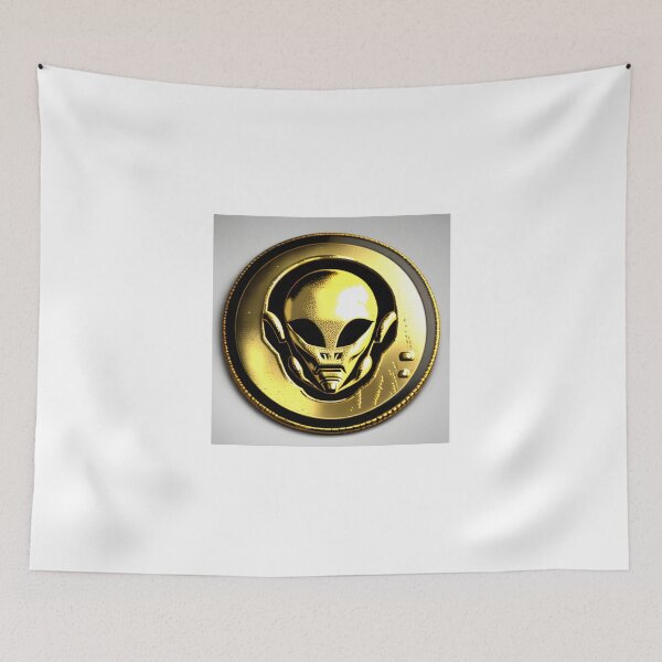 Item preview, an-alien-coin-from-year-3010-with-an-alien-on-it-made-of-gold-very-old-663075112 (7) designed and sold by tileartwork.