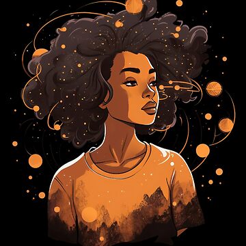 Aperçu de l'œuvre Fille noire magique brillant conception de t-shirt premium lumineux de cafegrafis