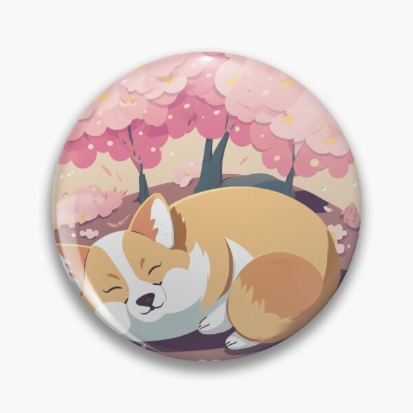 Item preview, Chibi Corgi Sleeping under Cherry Blossoms on First Day of Spring designed and sold by Akira Miyamoto.