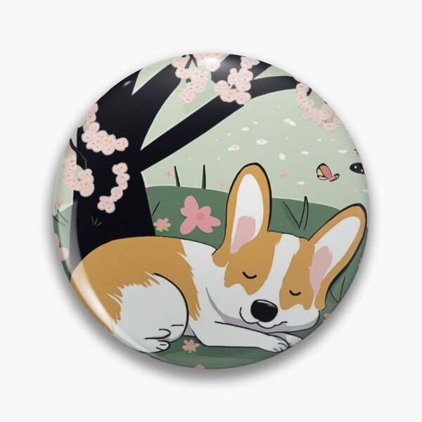 Item preview, Chibi Corgi Sleeping under Cherry Blossoms on First Day of Spring designed and sold by Akira Miyamoto.