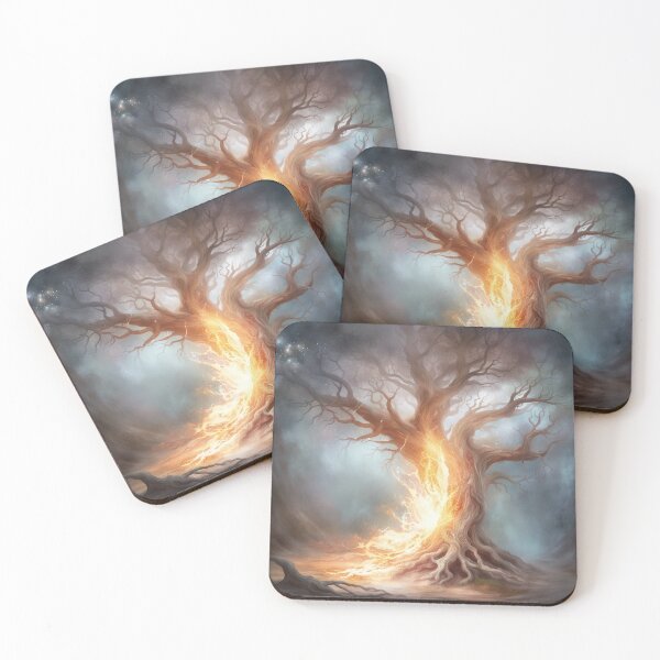 Item preview, Tree on fire with magical darkness around it fantasy style art designed and sold by melridger.