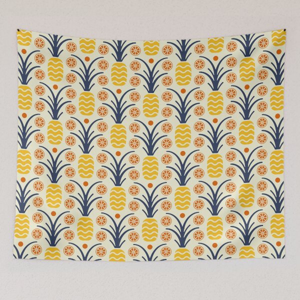 Item preview, KF 0082 F - Vintage Retro Tropical Fruits 70s Modern Geometric Floral Pattern designed and sold by KhakiFinch.