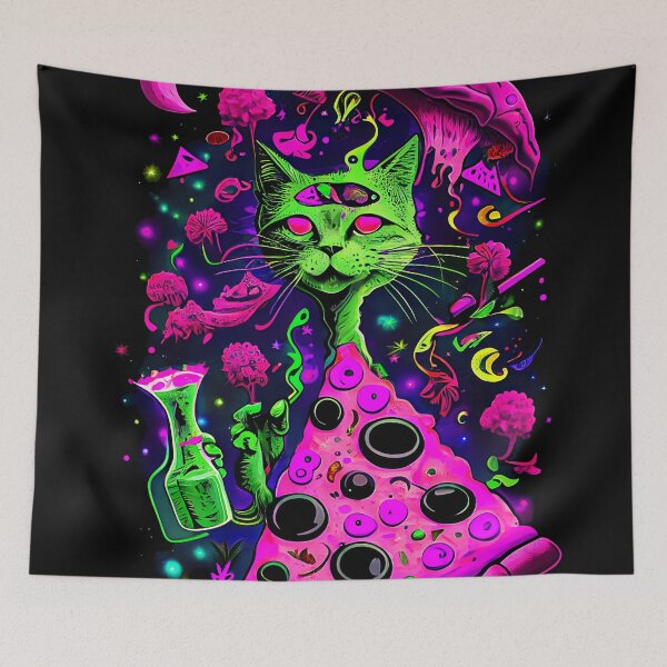 Item preview, Psychedelic Shrooms Cat Pizza in Space designed and sold by MindWave THC.