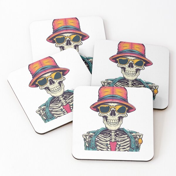 Item preview, portrait of a hipster skeleton, wearing sunglasses designed and sold by DeluxBee.