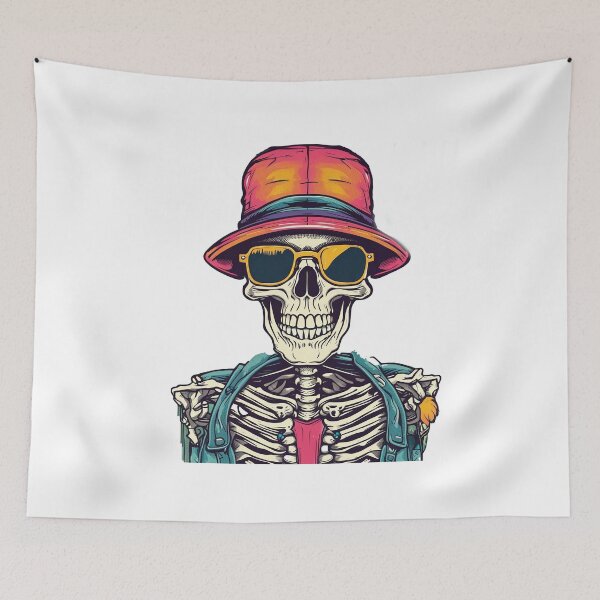 Item preview, portrait of a hipster skeleton, wearing sunglasses designed and sold by DeluxBee.