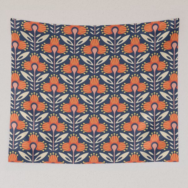 Item preview, KF 0083 C - Vintage Retro Flower 70s Modern Geometric Floral Pattern designed and sold by KhakiFinch.