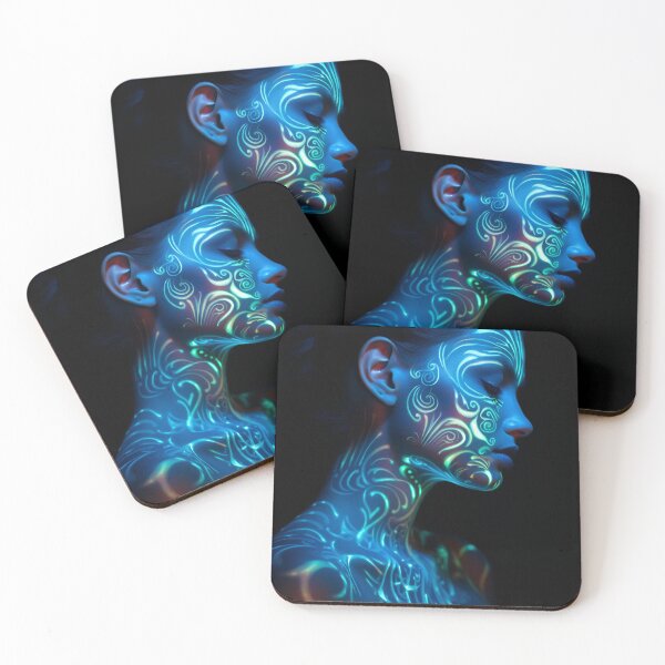 Item preview, Digital wall posters of glowing tattoos on a woman's face! designed and sold by Namrata-B.