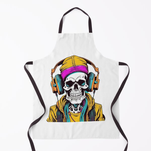 Item preview, portrait of a hipster skeleton wearing headphones designed and sold by DeluxBee.