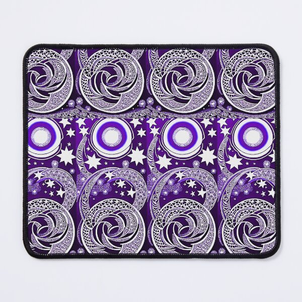Item preview, Purple and white starry night scene linograph folk art designed and sold by Earth Nature Creations.