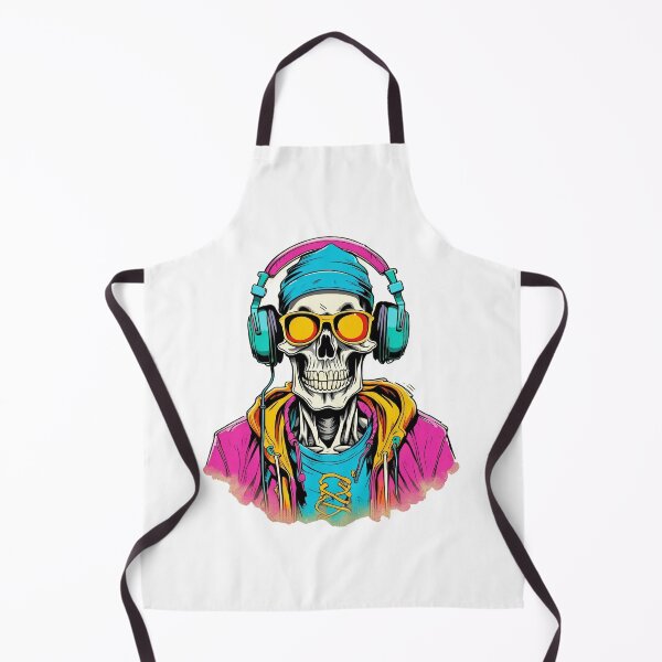 Item preview, portrait of a hipster skeleton wearing headphones designed and sold by DeluxBee.