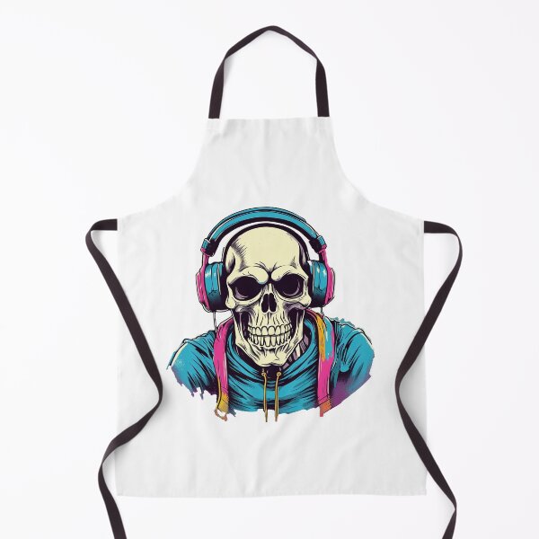 Item preview, portrait of a hipster skeleton wearing headphones designed and sold by DeluxBee.