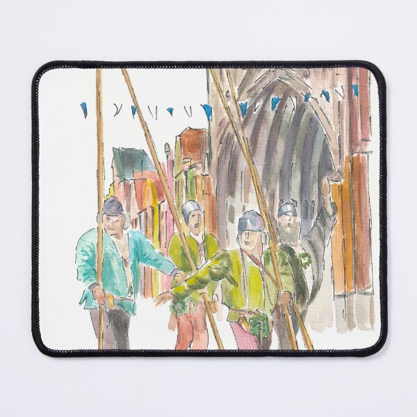 Item preview, Traveling Mercenaries passing St Martin Portal in Landshut Old Town designed and sold by artshop77.