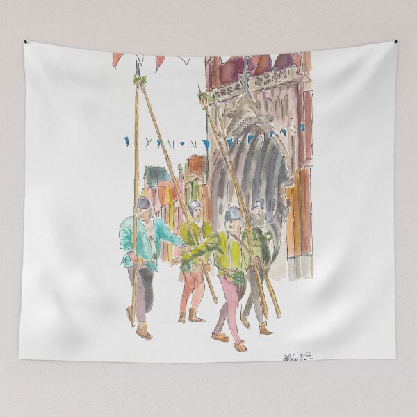 Item preview, Traveling Mercenaries passing St Martin Portal in Landshut Old Town designed and sold by artshop77.