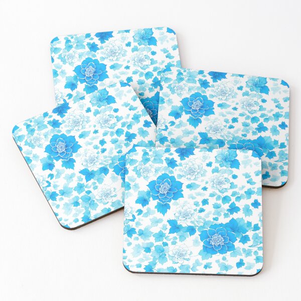 Item preview, Beautiful White and Blue Hygendra Flower Print Pattern designed and sold by Rae-SunshineArt.