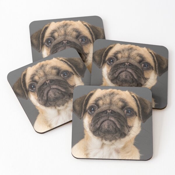 Item preview, Portrait of fawn-colored Pug puppy with black face markings designed and sold by bailey-cooper.