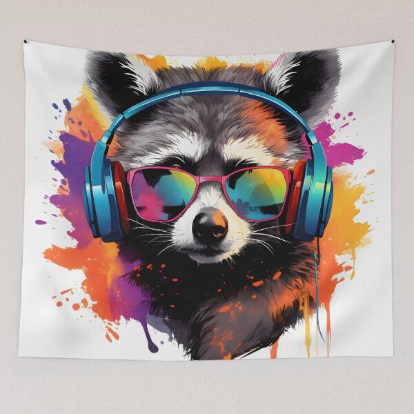 Aperçu de l'œuvre Racoon Hipster Cool Vibes créée et vendue par DaliusD.