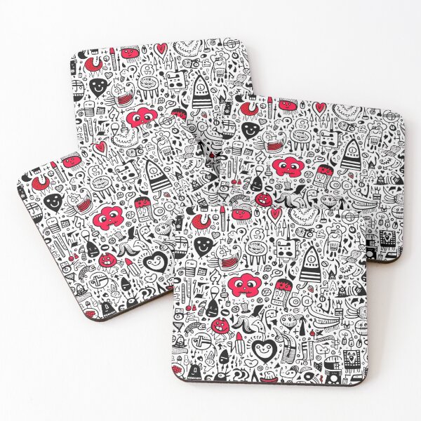 Item preview, Black, white & red scribble pattern designed and sold by miss-keysmash.