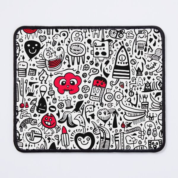 Item preview, Black, white & red scribble pattern designed and sold by miss-keysmash.