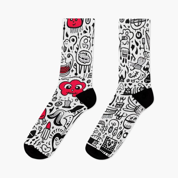 Item preview, Black, white & red scribble pattern designed and sold by miss-keysmash.