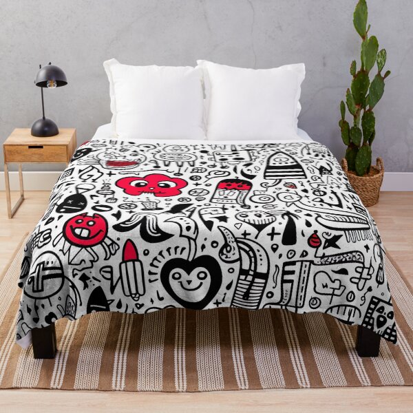 Item preview, Black, white & red scribble pattern designed and sold by miss-keysmash.