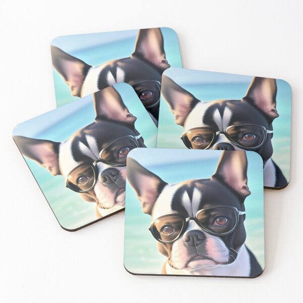Item preview, Boston Terrier with Sunglasses at the Beach designed and sold by steph5477.