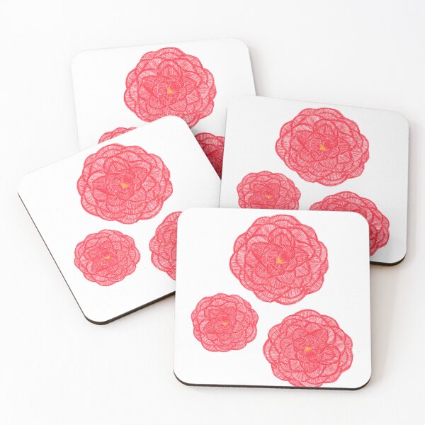 Item preview, Cute floral red camellia flower print sticker  designed and sold by LidianeIlustra.