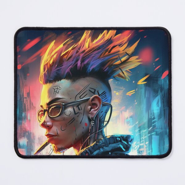 Item preview, Flowerpunk Portrait - Eclectic Style with Cyberpunk and Punk Rock Elements designed and sold by Piotrek0001.