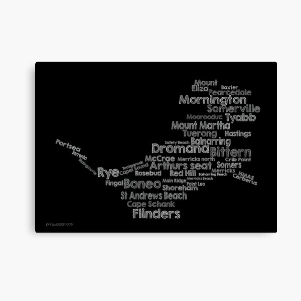 Item preview, Mornington Peninsula word cloud (black) designed and sold by Jenny Wood.