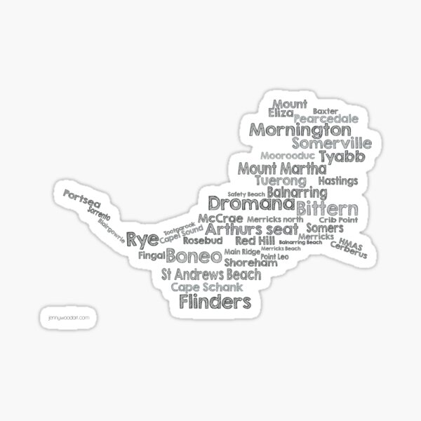 Peninsula word cloud (white) Sticker