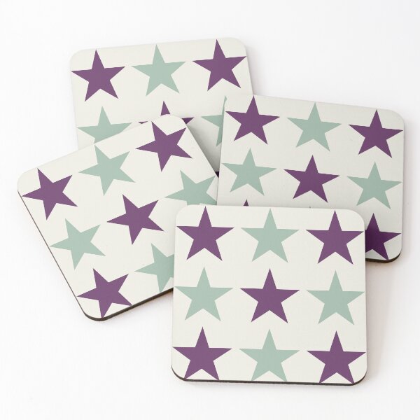 Item preview, Large MUTED GREEN , AUBERGINE PURPLE and CREAM STARS  designed and sold by RachelMacht.