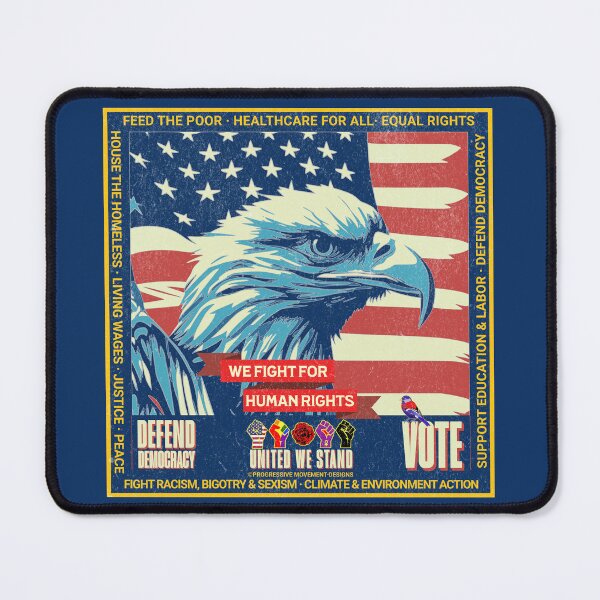 Item preview, PMD00984 Progressive Movement Designs vintage patriotic American flag Bald Eagle design shows you support democracy progressive goals for Progressives Democrats Independents designed and sold by ProgressiveLeft.