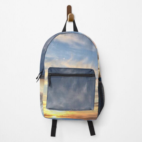Item preview, Ocean 0.6 - sunset over the Isles of Scilly art print: broody blue sky, cirrus clouds designed and sold by Oh Halo Berry.