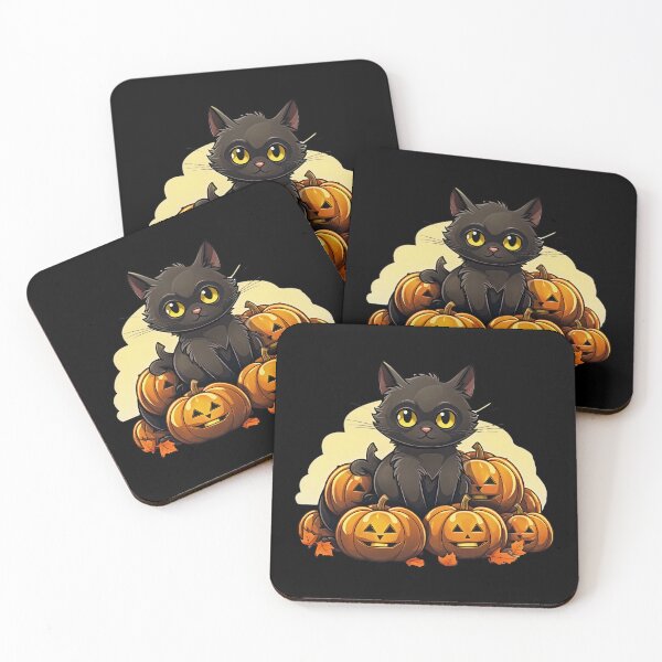 Item preview, Halloween Black Cat and Pumpkins designed and sold by CoolHippoQuotes.