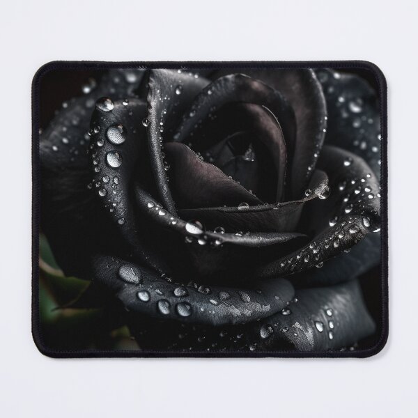 Aperçu de l'œuvre Exquisite Dew-Kissed Black Rose: Oeuvre Botanique Captivante créée et vendue par AmbientPixels.