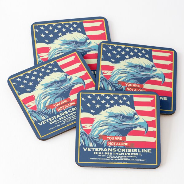 Item preview, PMD00985 Progressive Movement Designs vintage patriotic American flag Bald Eagle Veterans Crisis Line design shows you support American Veterans for veteran family or military or patriots designed and sold by ProgressiveLeft.