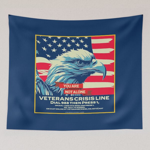Item preview, PMD00985 Progressive Movement Designs vintage patriotic American flag Bald Eagle Veterans Crisis Line design shows you support American Veterans for veteran family or military or patriots designed and sold by ProgressiveLeft.