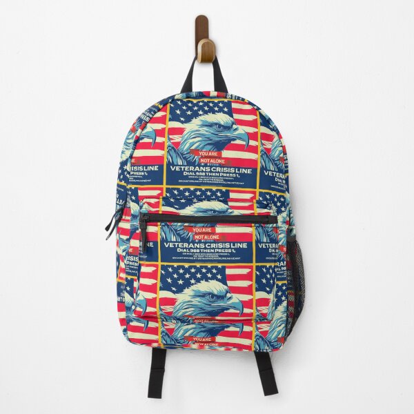 Item preview, PMD00985 Progressive Movement Designs vintage patriotic American flag Bald Eagle Veterans Crisis Line design shows you support American Veterans for veteran family or military or patriots designed and sold by ProgressiveLeft.