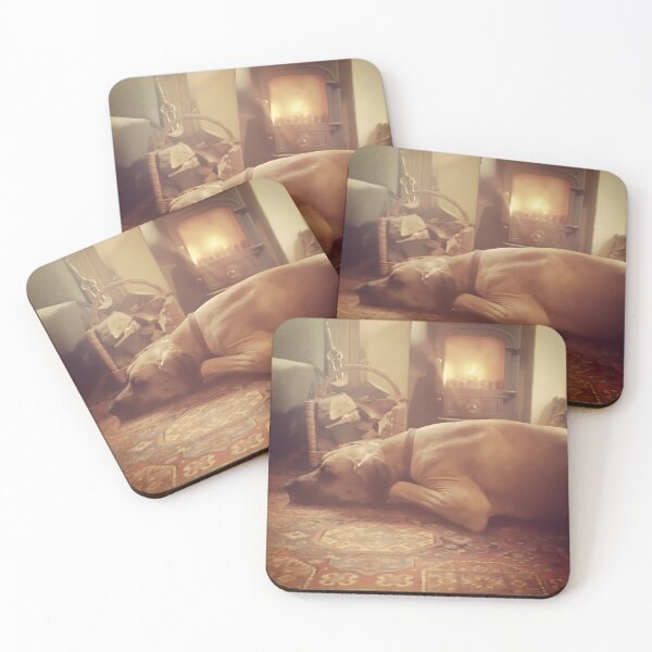 Item preview, Great Dane Sleeping in Front of a Warm Log Fire - A Cosy Scene in an English Pub  designed and sold by Oh Halo Berry.