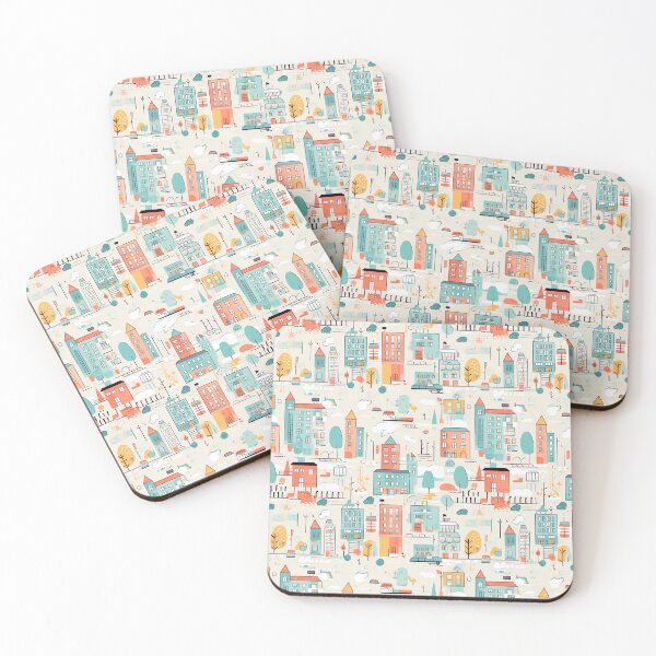 Item preview, City view illustration seamless pattern designed and sold by Clara Designs.