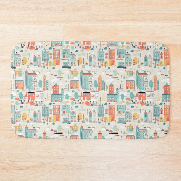 Item preview, City view illustration seamless pattern designed and sold by Clara Designs.