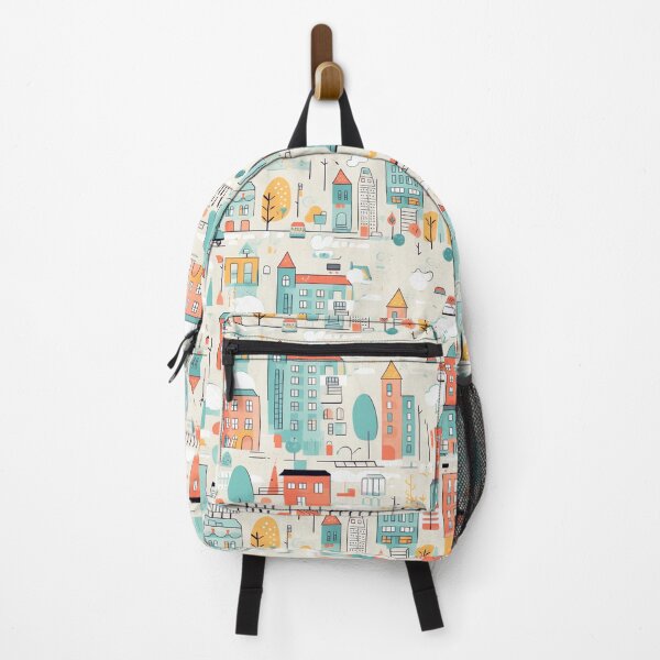 Item preview, City view illustration seamless pattern designed and sold by Clara Designs.