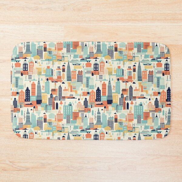Item preview, City view illustration seamless pattern designed and sold by Clara Designs.